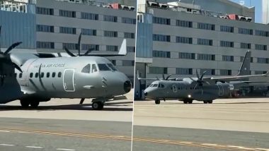 Indian Air Force Receives First C-295 Transport Aircraft From Airbus in Spain: 'A Stepping Stone for Atmanirbhar Bharat', Says IAF Chief Marshal VR Chaudhari (Watch Video)