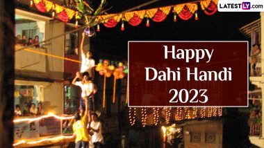 Happy Dahi Handi 2023 Images & HD Wallpapers for Free Download Online: Celebrate Krishna Janmashtami With WhatsApp Messages, Wishes, Quotes and Greetings