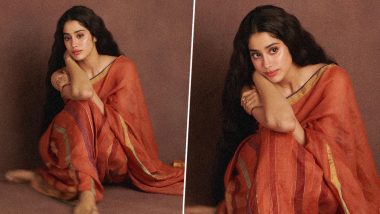 Janhvi Kapoor Serves Vintage Vibes in Brick-Coloured Linen Saree (See Pics)