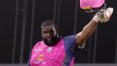 Rahkeem Cornwall Smashes Stunning 45-Ball Century During Barbados Royals vs St Kitts and Nevis Patriots Caribbean Premier League 2023 Match