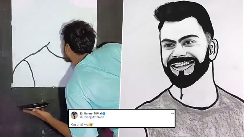 Fan Paints Virat Kohli's Portrait With His Tongue, Netizens Have the Most Hilarious Reaction to the Viral Video (Watch)