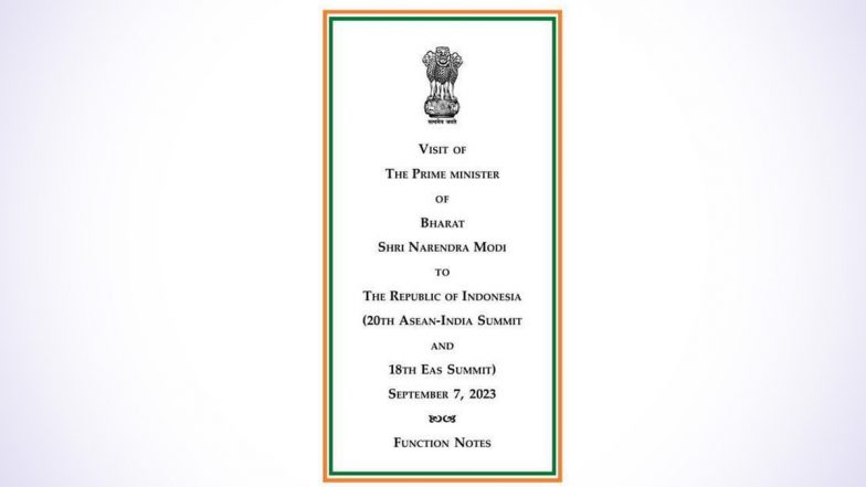 Narendra Modi Mentioned as 'Prime Minister of Bharat' on ASEAN-India Summit 2023 Note, Congress Reacts as Photo Goes Viral