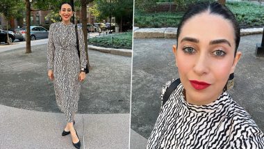 Karisma Kapoor Looks Fabulous in Black and White Striped Dress (See Pics)