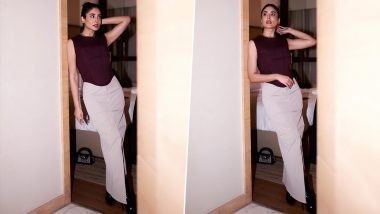 Kritika Kamra Stuns in Sleeveless Wine Corset Top Paired With Slitted Maxi Skirt (See Pics)