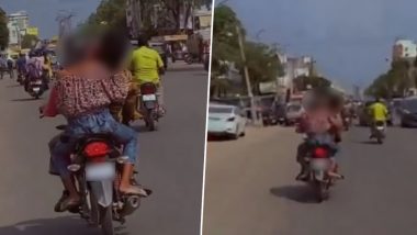 Couple Kissing on Bike in Jaipur Video: Girl and Boy Caught on Camera Locking Lips on Moving Two-Wheeler, Clip Goes Viral