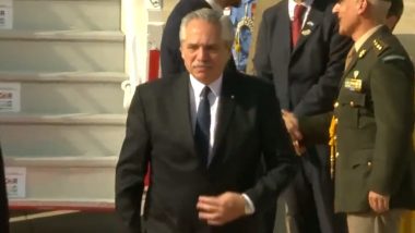 G20 Summit 2023: Argentina President Alberto Angel Fernandez Arrives in Delhi To Attend G20 Leaders' Meet (Watch Video)