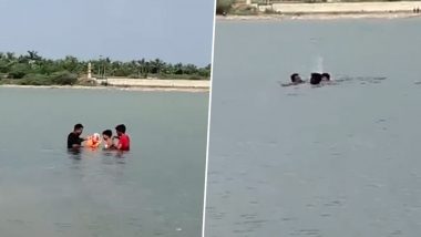 Gujarat Tragedy: Man, Nephew Drown During Ganpati Idol Immersion in Rajkot Dam (Watch Video)