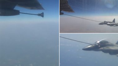 IAF Aerial Refueling Video: IL-78 Tanker of Indian Air Force Refuels MIG 29 M and Rafale Fighter Jets of Egyptian Air Force Mid-Air During BRIGHT STAR-23 Exercise