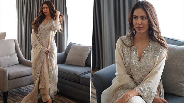 Sonam Bajwa Looks Like a Dream in Cream Pastel Salwar Suit (View Pics)