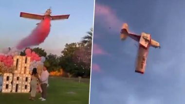 Plane Crash in Mexico Video: Small Aircraft Crashes After Its Left Wing Fails During Gender Reveal Party in San Pedro, Pilot Killed