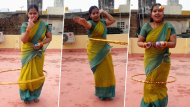 Woman Grooves While Juggling and Hula Hooping in Saree, Unique Dancing Video Goes Viral