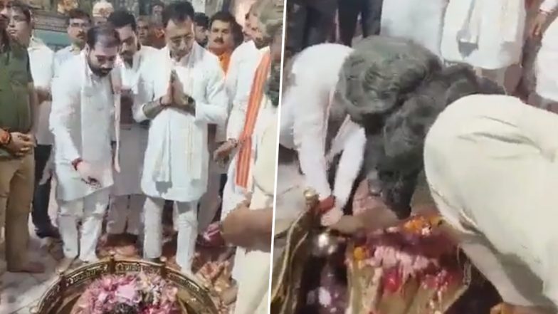 Uttar Pradesh Minister Satish Sharma Washes Hands Near Shivling at Lodheshwar Mahadev Temple in Rampur, Video Goes Viral