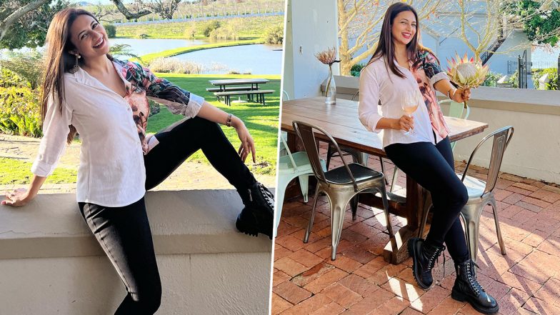 Divyanka Tripathi Explores South Africa in Printed White Shirt and Black Skinny Pants (See Pics)