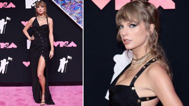 Taylor Swift Raises the Style Quotient in Black Slit Dress at VMAs 2023 (View Pics)