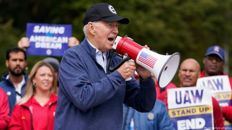 Biden Joins Striking Auto Workers on Detroit Picket Line