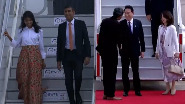 G20 Summit 2023: UK PM Rishi Sunak, Japan PM Fumio Kishida and Other Leaders Arrive in New Delhi Ahead of Event (Watch Videos)