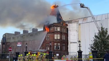 Ayr Station Hotel Fire: Massive Blaze Erupts at Historic Building in Scotland, Terrifying Videos, Photos Showing Flames and Sparks Blowing From Tower Emerge