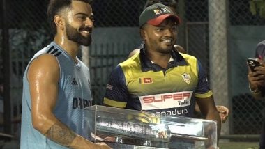 Virat Kohli Gifted Silver Bat by Budding Cricketers From Sri Lanka Ahead of IND vs PAK Asia Cup 2023 Super Four Match