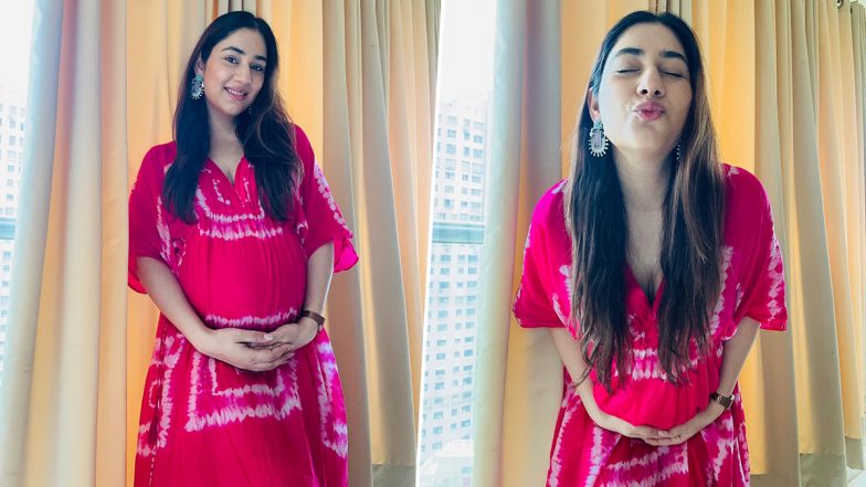 Disha Parmar Flaunts Baby Bump in Beautiful Pink Tie-Dye Kaftan Dress (See Pics)