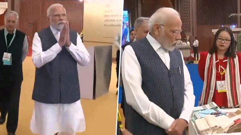 PM Narendra Modi Arrives at Bharat Mandapam in Delhi, to Launch 'Sankalp Saptaah' Today (Watch Video)