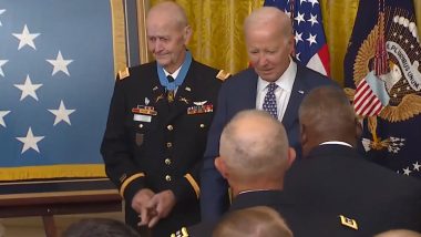 Joe Biden Abruptly Walks Out of Medal of Honour Ceremony Held for Vietnam War Pilot Captain Larry Taylor, Gets Trolled as Video Goes Viral