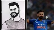 Virat Kohli&rsquo;s Fan Creates Portrait of Star Indian Cricketer With Tongue, Video Goes Viral