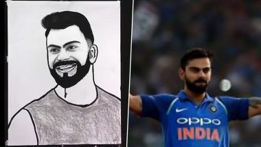 Virat Kohli’s Fan Creates Portrait of Star Indian Cricketer With Tongue, Video Goes Viral