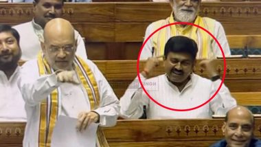 Ajay Mishra Teni Caught on Camera Making Hand Gestures During Amit Shah's Speech on Women's Reservation Bill in Lok Sabha, Viral Videos Surface