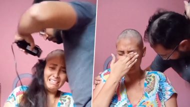 Husband Shaves His Head to Show Support to Wife Suffering From Cancer, Emotional Video Goes Viral