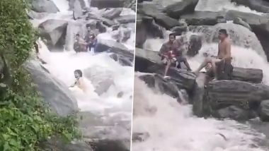 Himachal Pradesh Shocker: Man Drowns in Bhagsunath Waterfall in McLeod Ganj (Watch Video)