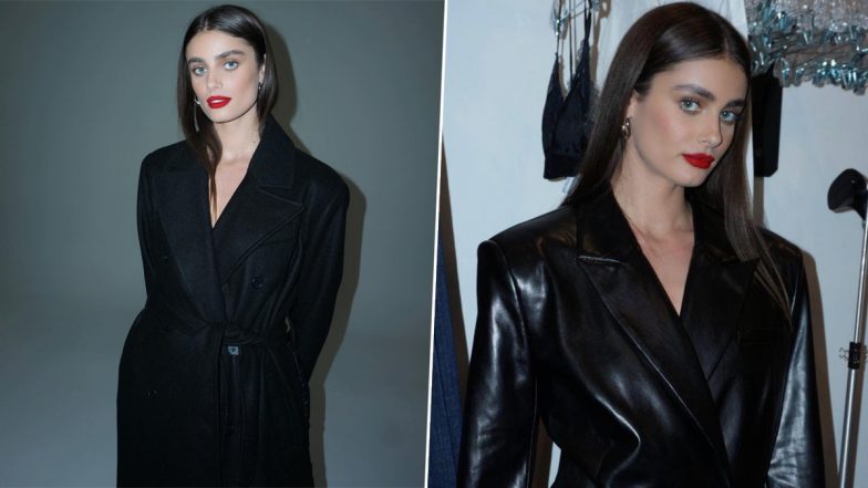 Taylor Hill Spells Glam in Black Blazer Dress, Supermodel Shares Stylish Looks From Latest Photoshoot