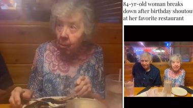 Elderly Woman Breaks Into Tears After Getting a Shoutout On Her Birthday at Her Favourite Restaurant, Emotional Video Goes Viral