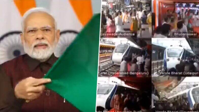 PM Narendra Modi Virtually Flags Off Nine Vande Bharat Express Trains Connecting 11 States Across Country (Watch Video)