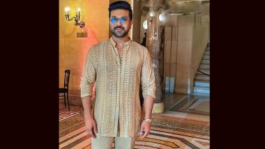 Ram Charan Looks Dashing in Printed Beige Shirt Paired With Off-White Pants (See Pic)