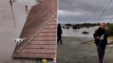 Greece Floods: People Forced to Take Shelter on Rooftops Amid Severe Flooding in Palamas, Scary Video Surfaces