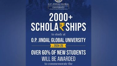 Business News | 2000+ Scholarships Announced by O.P. Jindal Global University for 2024 to Commemorate Its 15th Anniversary