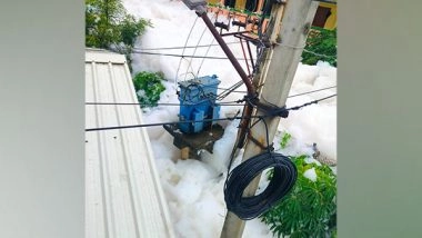 India News | Telangana: After Heavy Rain, Large Quantity of Foam on Streets of Kukatpally