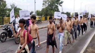 India News | Candidates Stage Half-naked Demonstration over Backlog Recruitments in Agriculture Department in MP’s Indore