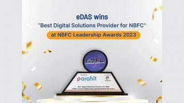 Business News | EDAS Wins Best Digital Solutions Provider for NBFC at NBFC Leadership Awards 2023