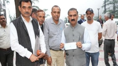 India News | Different Associations Present Cheques to Himachal CM for Disaster Relief Fund