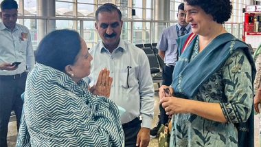 India News | Priyanka Gandhi Reaches Chandigarh Airport, on Her Way to Himachal to Meet People Affected in Recent Floods