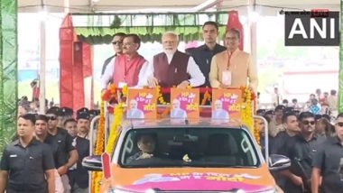 India News | PM Modi Reaches MP's Bina, to Lay Foundation Stone of Various Projects, Including ‘Petrochemical Complex'