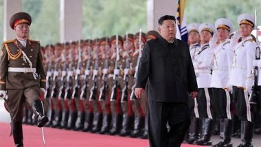 World News | North Korean Leader Kim Jong Un Meets Russian Defence Ministry Sergei Shoigu at Knevichi Airfield