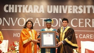 Business News | Chitkara University Honours J A Chowdary-Pioneer in Entrepreneurship with Honorary Doctorate