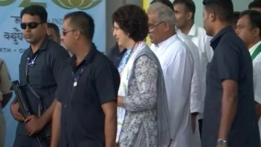 India News | Priyanka Gandhi Reaches Raipur Airport, to Address Rally in Poll-bound Chhattisgarh