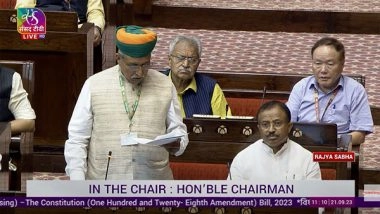 India News | Union Law Minister Arjun Ram Meghwal Moves Women's Reservation Bill in Rajya Sabha