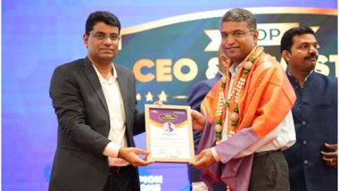 Business News | Sarveshaa SB, MD, BHADRA Group Receives 'Top CEO Award' at 'Global Investors Growth Summit' in Bengaluru