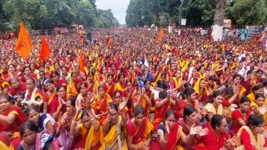 India News | Odisha: Anganwadi Workers Stage Demonstration over Various Demands in Bhubaneswar