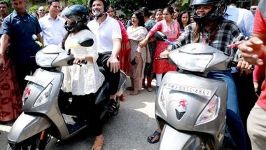 India News | Rahul Gandhi Rides Pillion On girl Student’s Scooter in Jaipur