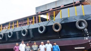 India News | Indian Navy Gets 3rd Missile-cum-ammunition Barge